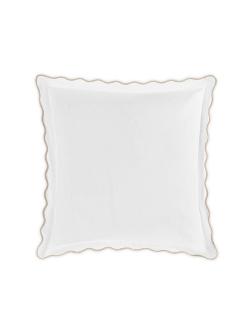 Matouk Lanai Scalloped Sham Cotton White/Tan EURO